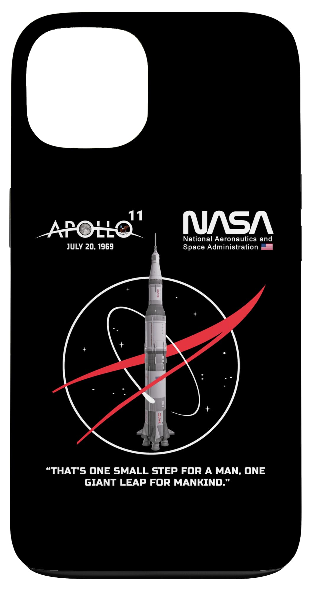 NASA Apollo 11 Mission Saturn V Rocket Worm Logo Case for iPhone 13