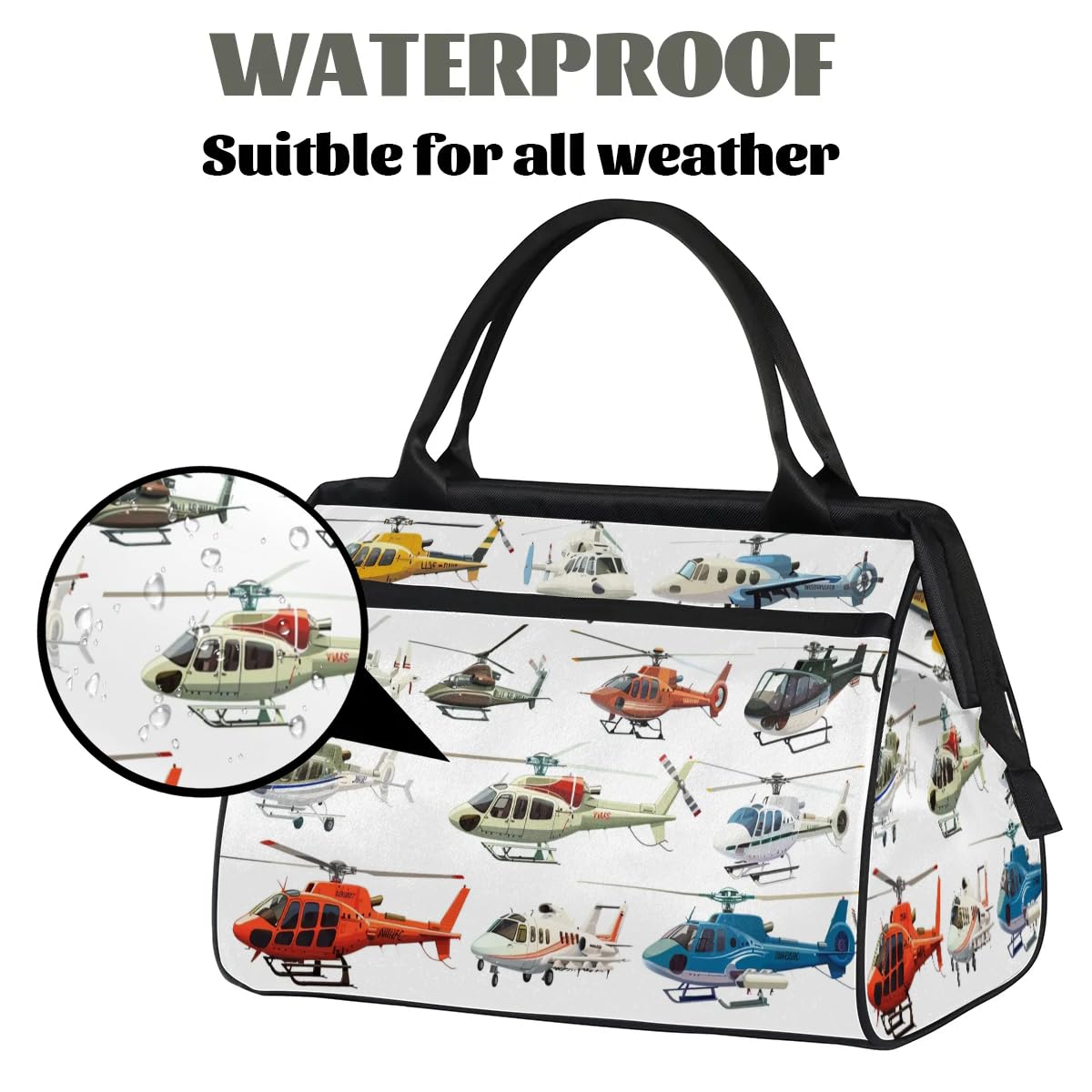 Reisetasche mit Flugzeug-Hubschrauber, für Damen, Herren, Kinder, Jungen, Mädchen, Wochenende, Übernachtung, 24 l, für Sport, Fitnessstudio, Yoga, farbe, Big, Taschen-Organizer