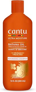 Cantu Ultra Moisture Shampoo with Batana Oil & Jamaican Black Castor Oil - Hydrating Cleanser for Curly Coily Hair, 13oz