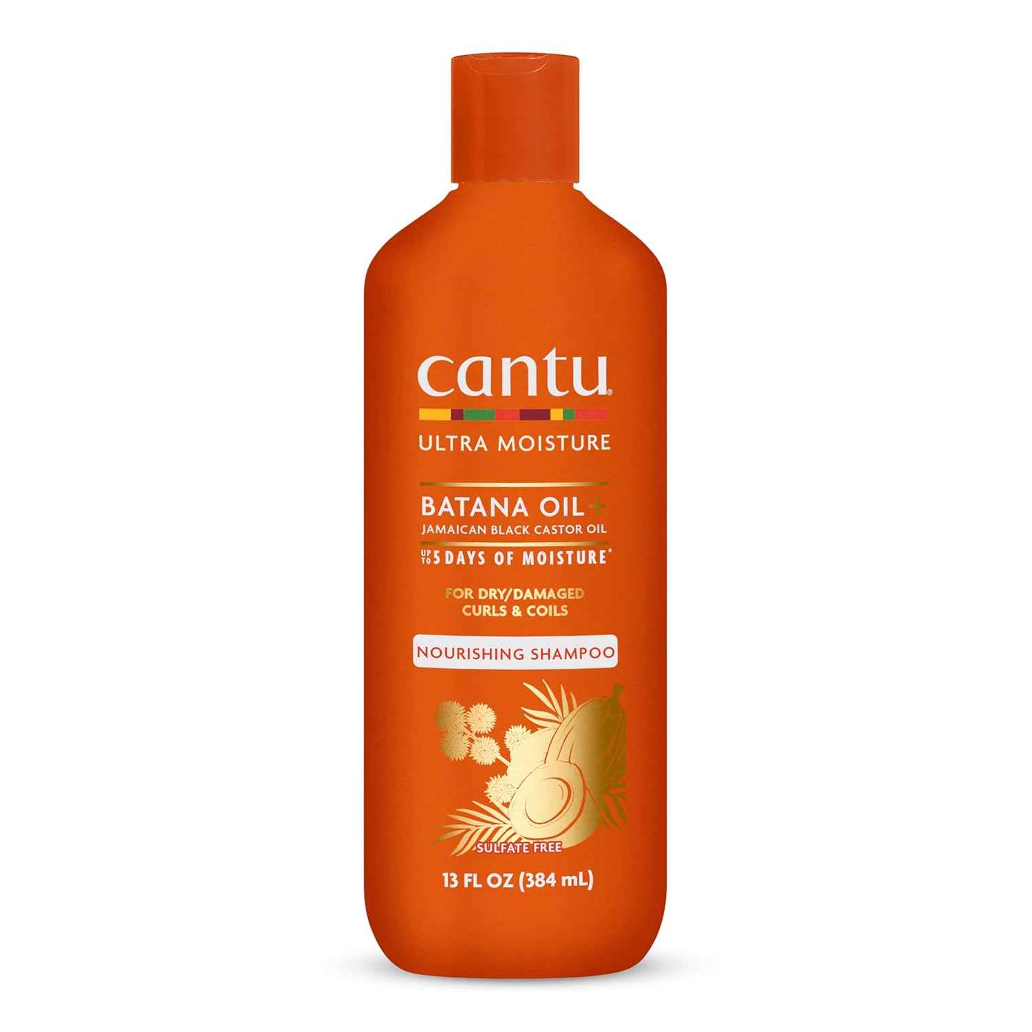 Cantu Ultra Moisture Shampoo with Batana Oil & Jamaican Black Castor Oil - Hydrating Cleanser for Curly Coily Hair, 13oz