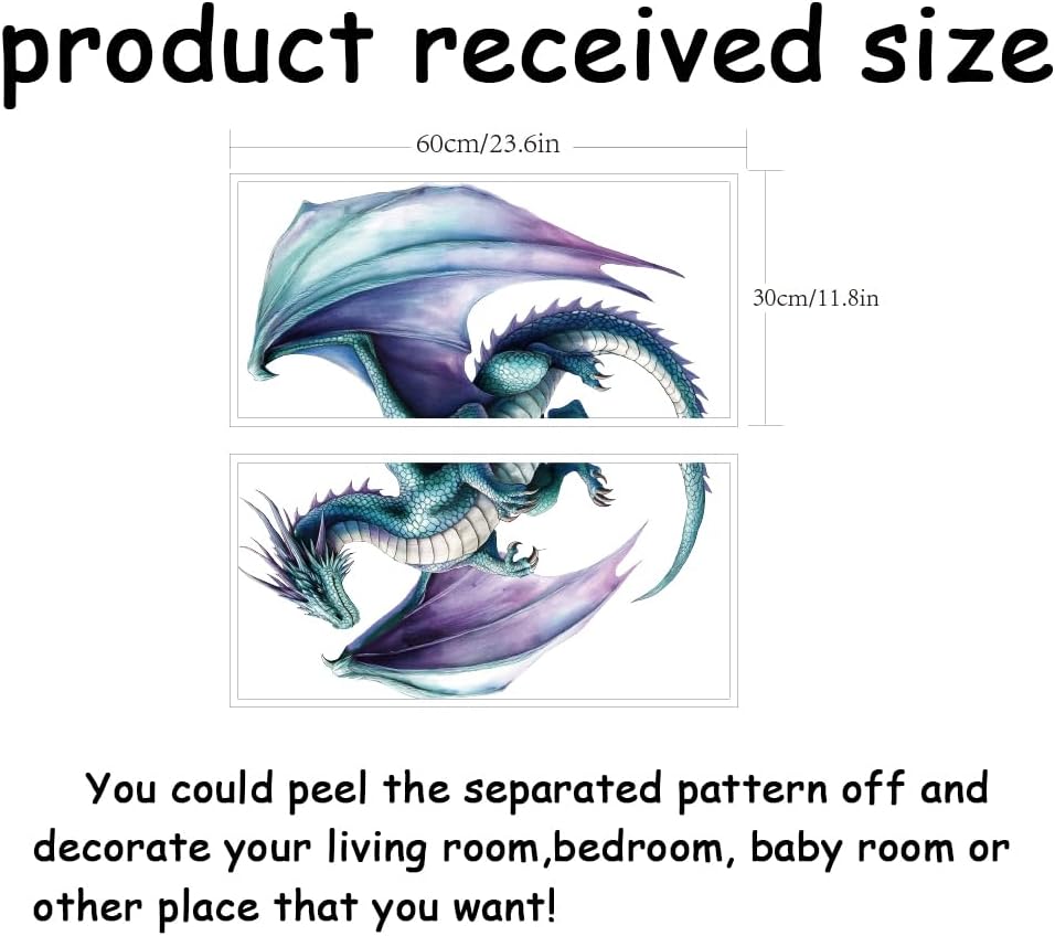 SUPERDANT Flying Dragon Wall Stickers Colorful Dragon Wall Decor Nursery Stickers Animal DIY Vinyl Murals Peel and Stick Wallpaper Art Decals for Home Kids Room Playroom Living Room Decoration