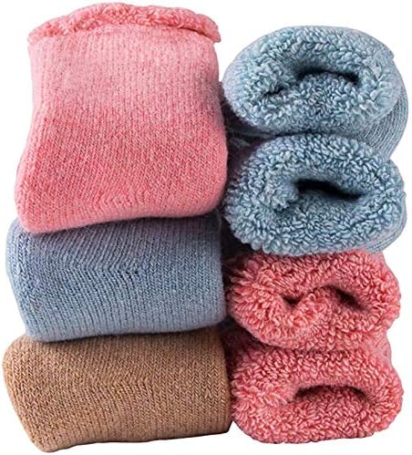Baby Toddler Thick Wool Socks - Super Warm Soft Winter Solid Color Casual Crew Socks For Baby Girls Boys(Pack of 3)