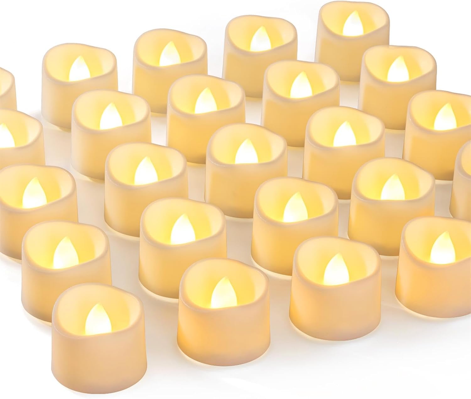 Homemory 72-Pack Novelty Flickering Flameless Tea Lights, 200+Hours Battery Operated, Fake Electric LED Votive Candles for Small Wedding Table Centerpieces, Proposals, Anniversaries Warm White