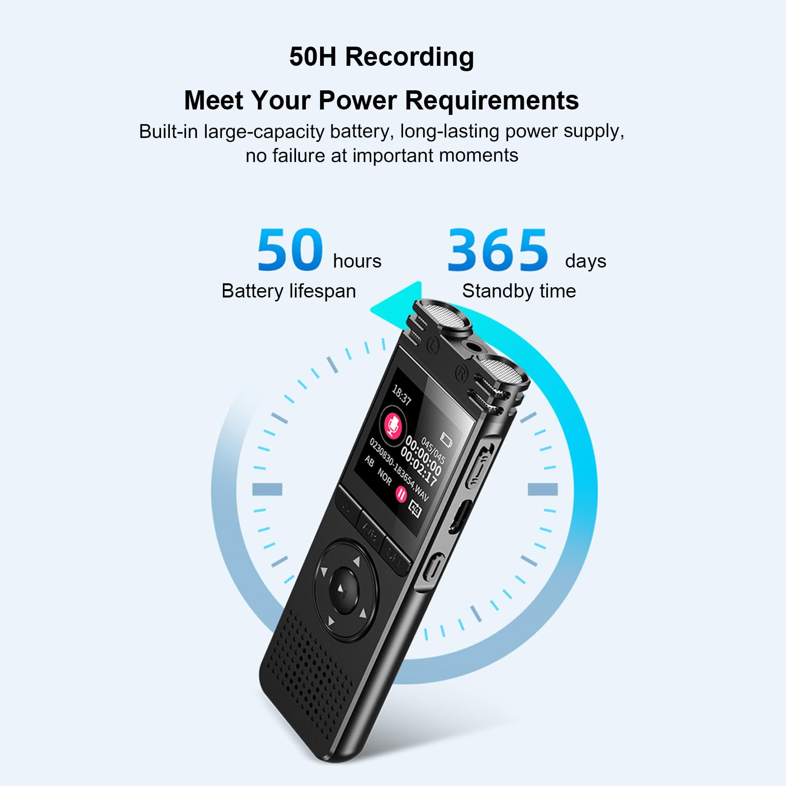 Grabadora de Voz Digital, Calidad de Sonido sin Pérdidas de 1536 Kbps con Grabación y Cifrado con una Sola Clave, para Conferencias, Reuniones, Entrevistas, Clases (128G)