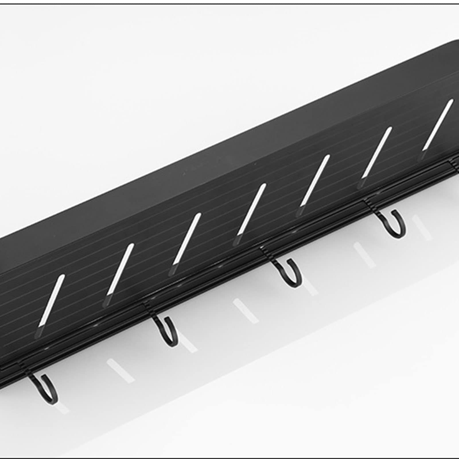 Étagère de douche noire en aluminium de 50cm avec crochets pour salle de bain