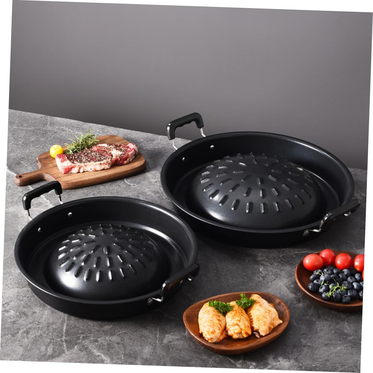 VICASKY Portable Charcoal Grilling Tray Pan for Outdoor Camping Korean Style Barbecue Grill Supplies Surface for Steak Vegetables Chicken Shrimp Fish