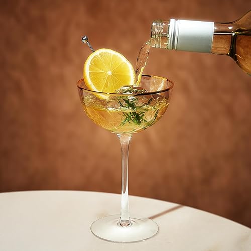 Vista 37 de Vintage Art Deco Coupe for Champagne, Martini, Cocktails Set of 2 7 oz Classic Cocktail Glassware - Manhattan, Cosmopolitan, Sidecar, Crystal