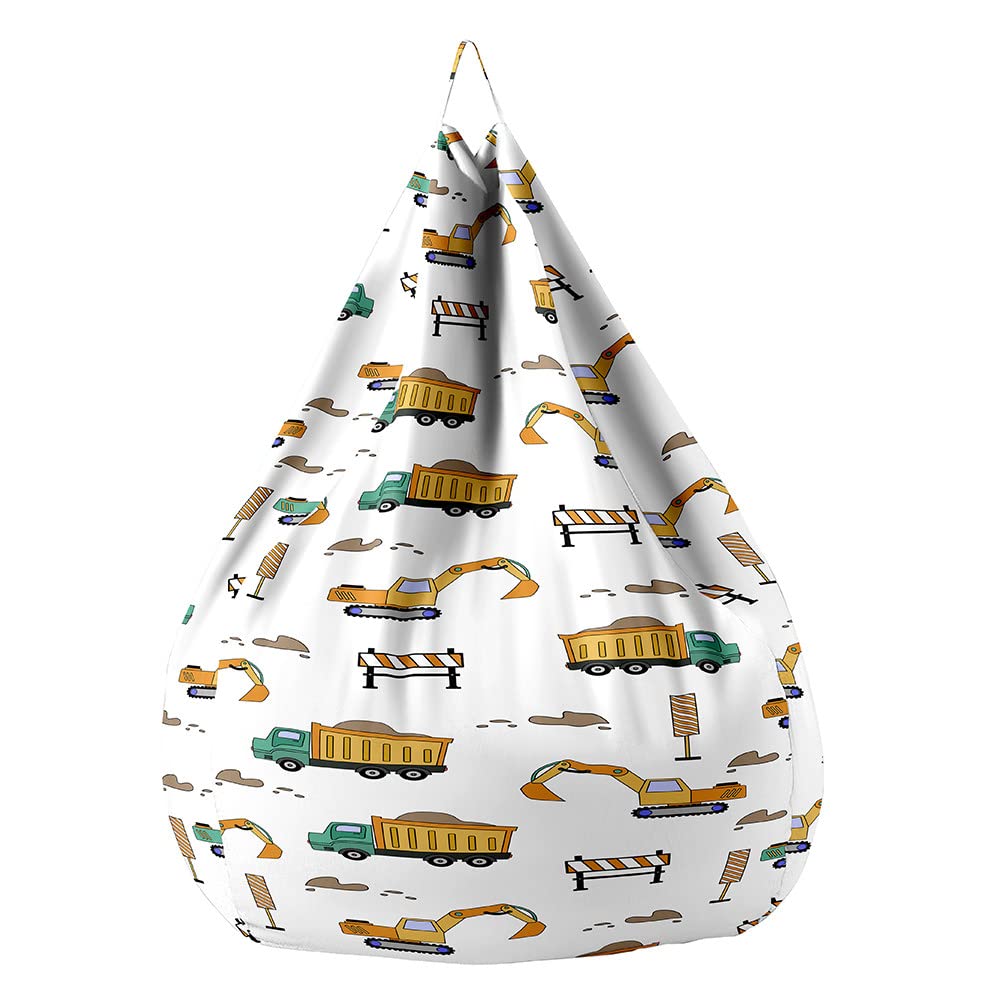 Housse De Pouf Poire Sans Remplissage - Imprimé Tracteur Pour Enfant, Coton/lin, Dimensions 70x80 Cm à 100x120 Cm - 7
