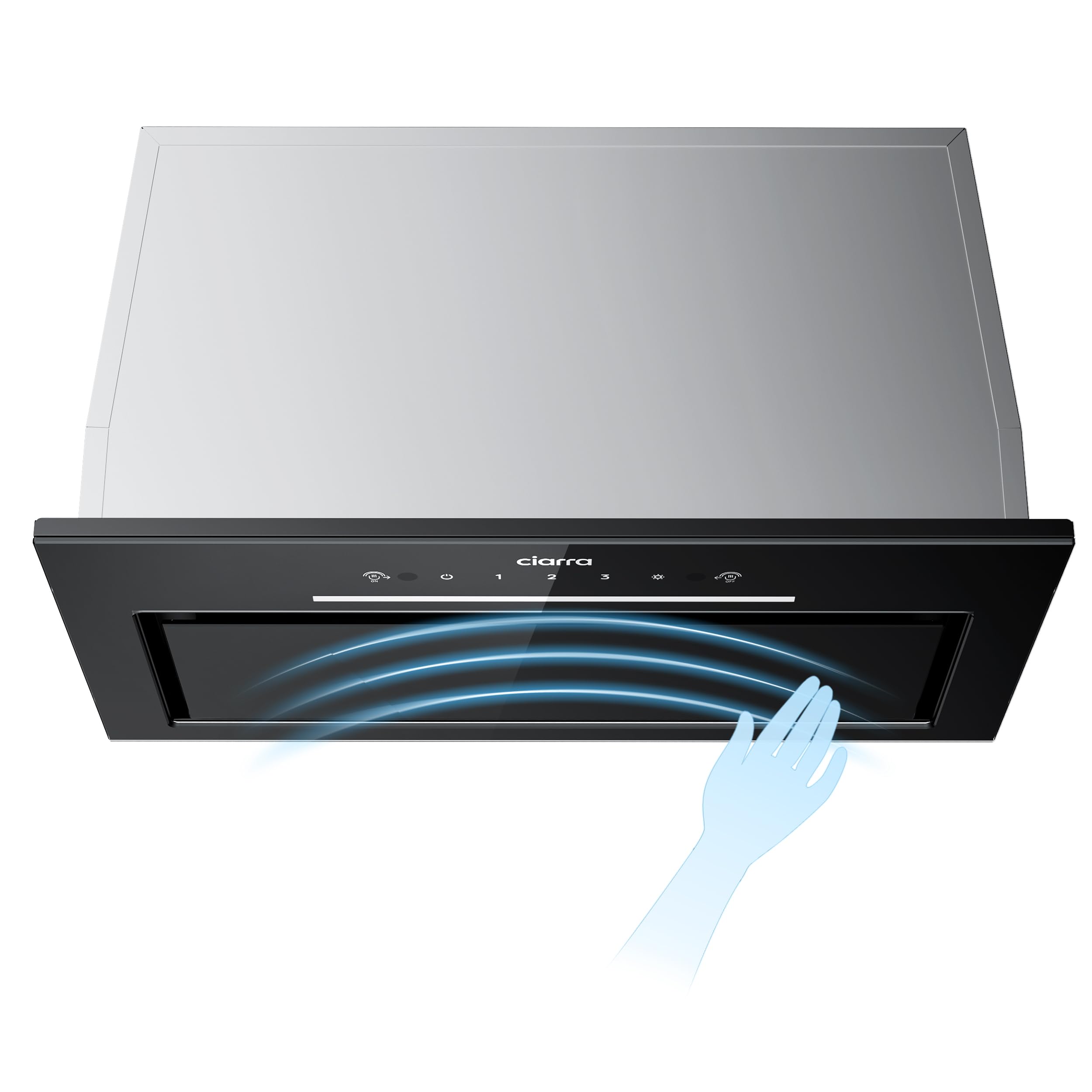 CIARRA CBCB5931A Campana Extractora Integrada de 52 cm Control de Onda 59dB | 466m³/h Ventilador Extractor de Cocina Integrado, Luz LED, Filtro de Carbono CBCF055 incluido