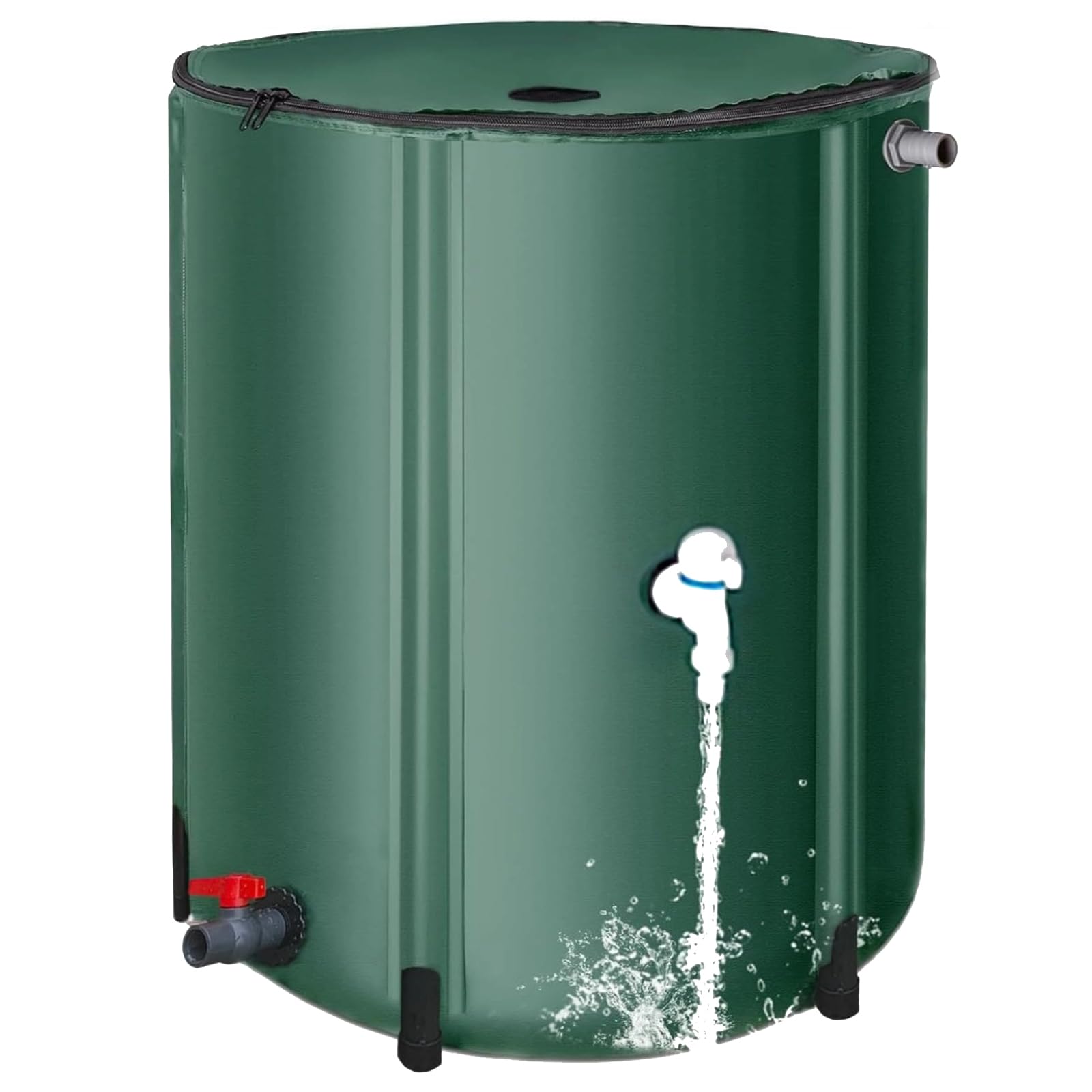 Barriles de Lluvia para jardín con Grifo y Tapa con Cremallera, Sistema de recolección de Agua de Lluvia Plegable de 50-250 L, Tanque de Almacenamiento de Agua portátil de PVC, para riego de Jard 50L