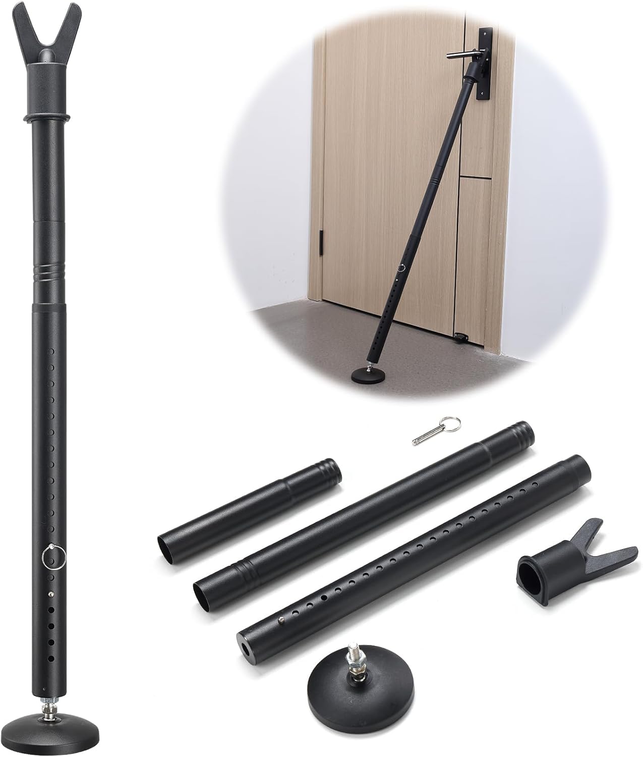 Door Security Bar, Heavy Duty Door Stoppers Security Bar with Big Rubber Base