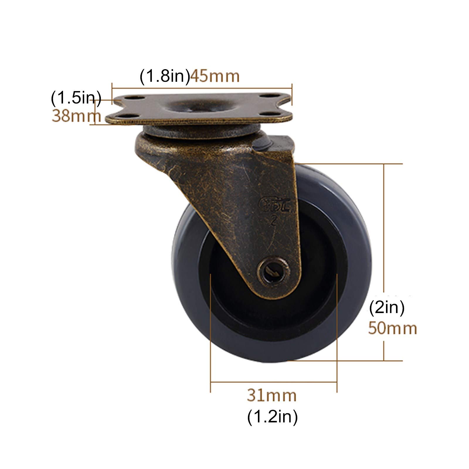Ruedas Giratorias, Ruedas De Placa De Servicio Pesado, Ruedas De Nylon para Muebles, Ruedas Macizas Antiguas Vintage, Ruedas Giratorias De 360 °, Sofá, Pies De Piano, Capacidad De Carga 100