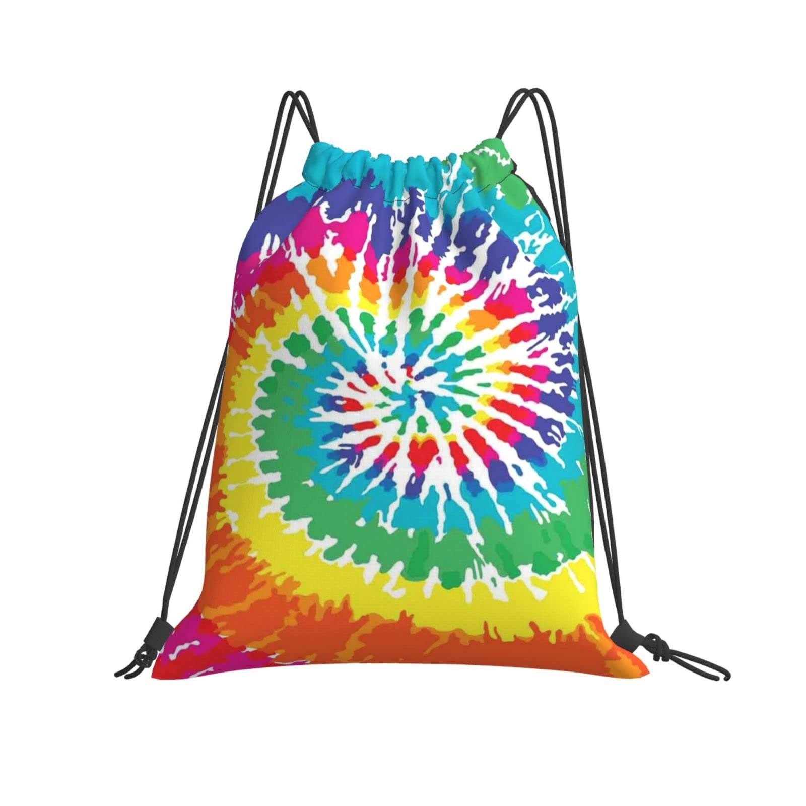 Hdadwy Unisex Tie Dye Rainbow Colored Drawstring Bag Cinch Water Resistant Backpack Sport Yoga Gym Rucksack String Bag For Men Women