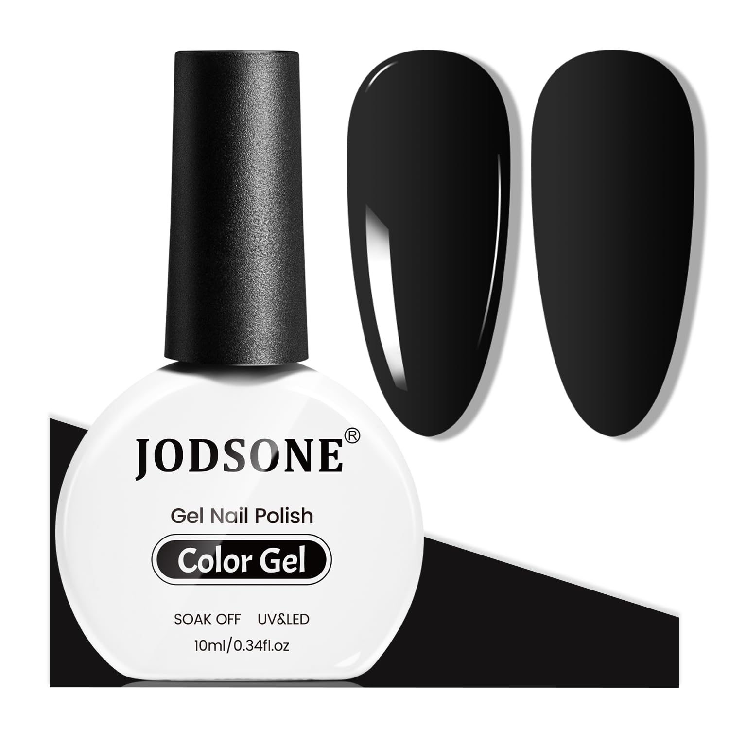 JODSONE 10ml Black Gel Nail Polish - Soak Off LED Gel Polish for Nail Art Manicure & DIY Salon at Home Gift for Women