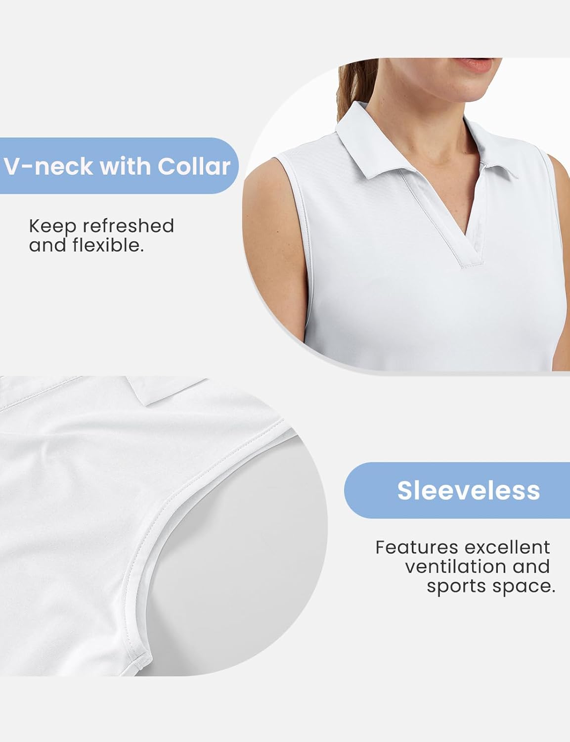 TBMPOY Women's Golf Shirts Sleeveless Collared Polo Tank Top UPF 50+ Quick Dry Tennis V-Neck Ladies Sports - Image 5