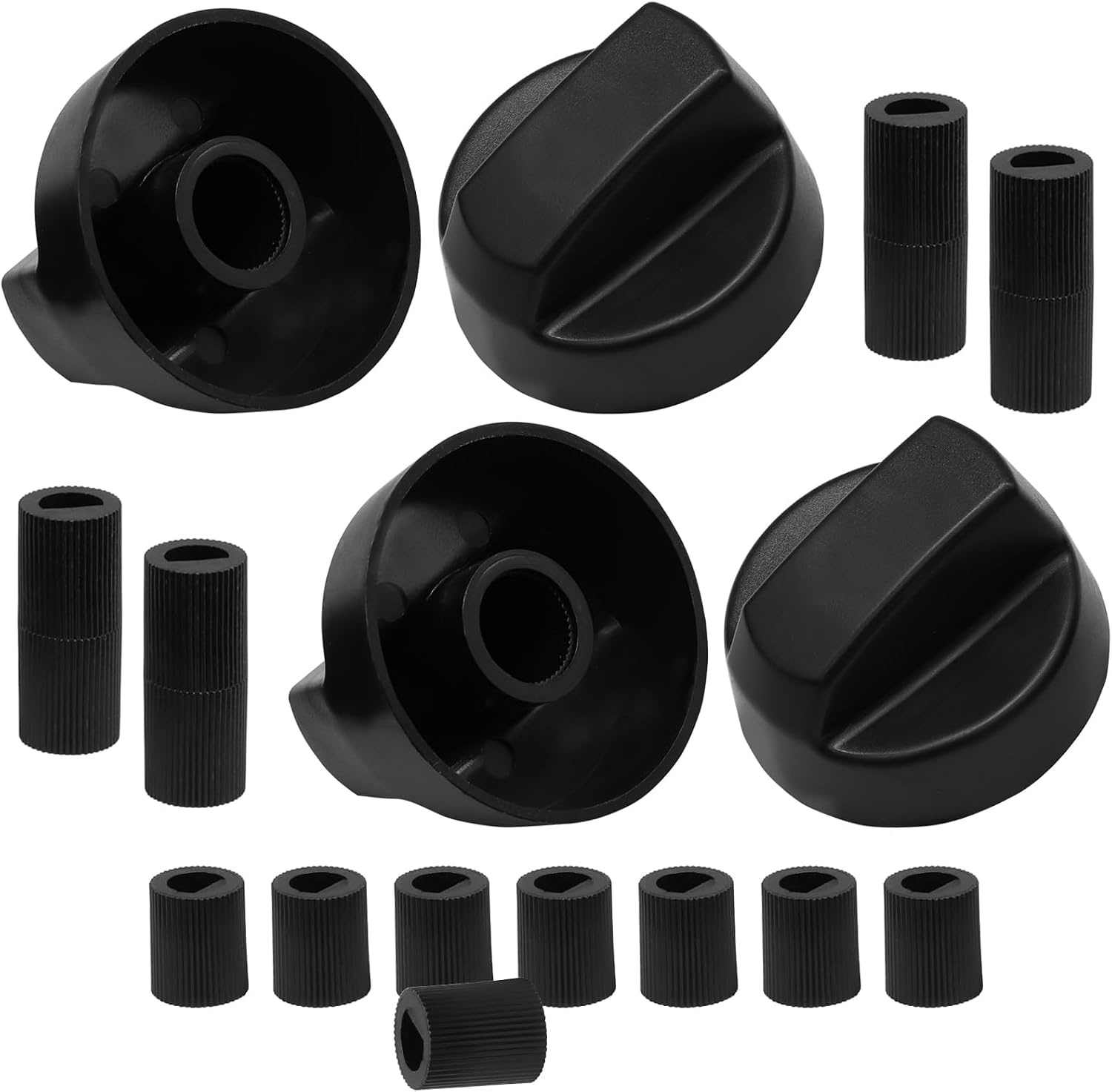 4 Pack Universal Control Knobs Stove Knobs with 12 Adapters, Black