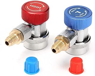 Hsthe Sea Adaptador AC R134A, Conector de Acoplamiento rápido Ajustable 134A R-134A, Accesorios de 1/4 Pulgadas Que Funcionan con Juego de manómetro múltiple