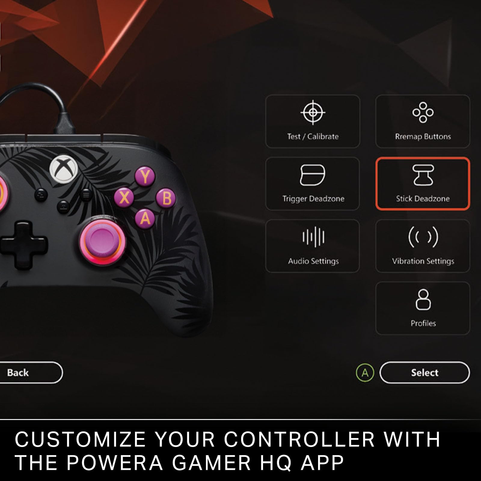 Kontroler przewodowy PowerA Advantage Plus do Xbox Series X|S - Księżycowe palmy, oficjalna licencja, regulowane drążki, drążki z efektem Halla, mapowalne przyciski, Xbox One i Windows 10/11
