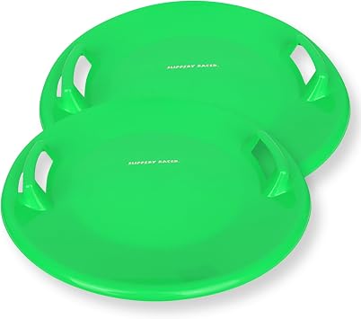 Slippery Racer Heavy-Duty Cold Resistant Downhill Pro Adults and Kids Plastic Outdoor Winter Saucer Disc Snow Sled with Handles