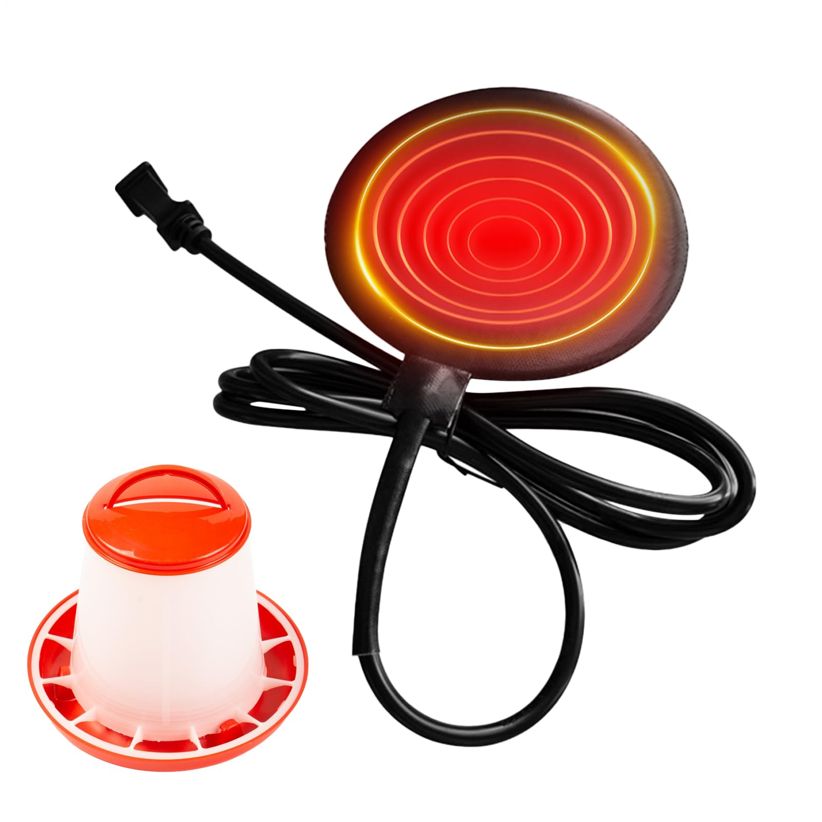 Chauffe-Eau pour Volaille, Base en Silicone 20W avec cordon de 180 cm, Base Chauffante pour Abreuvoir avec Thermostat, Maintient l’Eau Liquide en Hiver, Idéal pour Poules, Canards et Oiseaux de Ferme