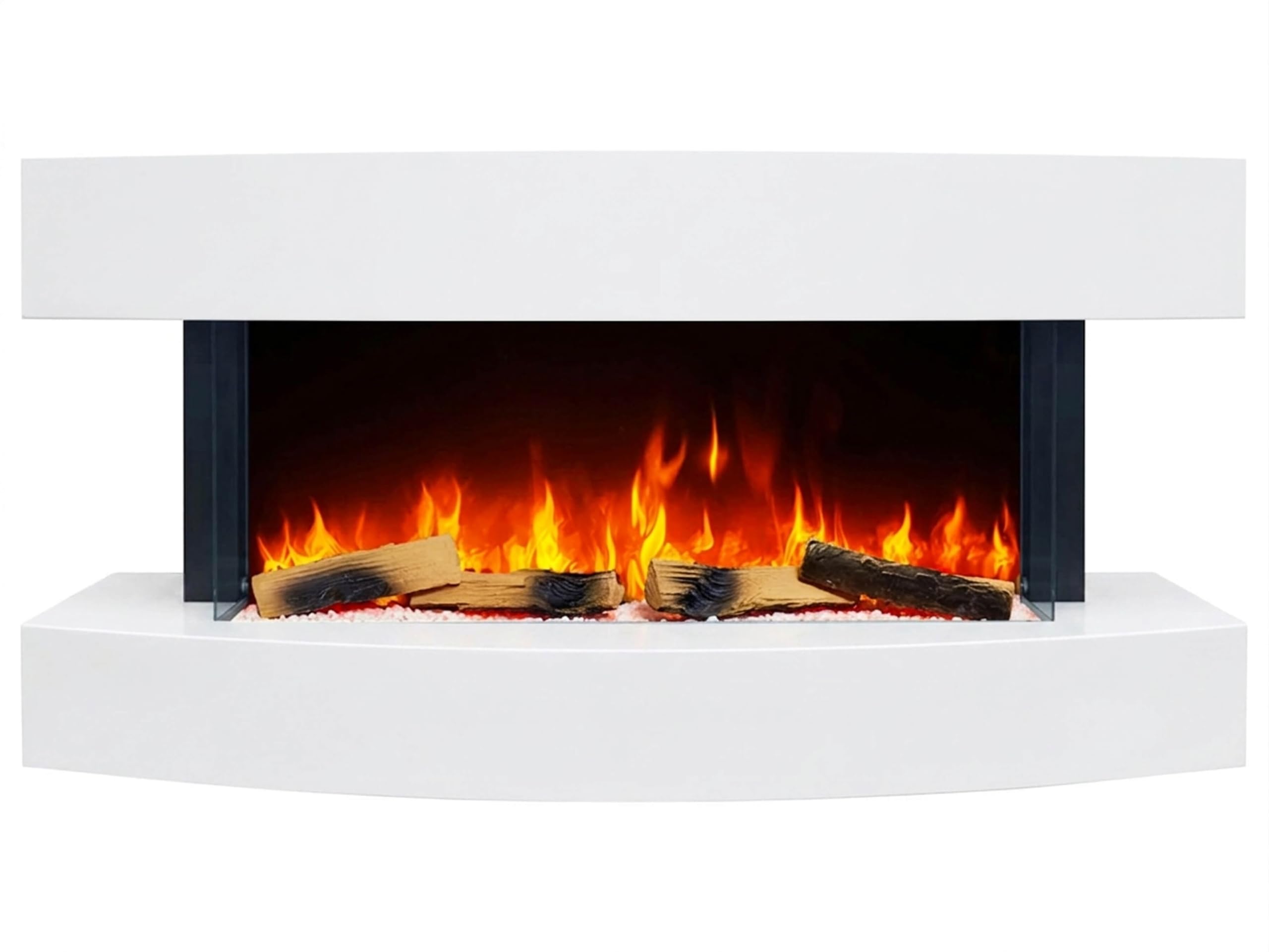 Lofoten AF48 Camino Elettrico da Parete e da Terra, 121 cm, Bianco, Effetto Fiamma 3D LED, Riscaldamento 1000W/2000W, App/Telecomando, Suono Scricchiolio, Termostato