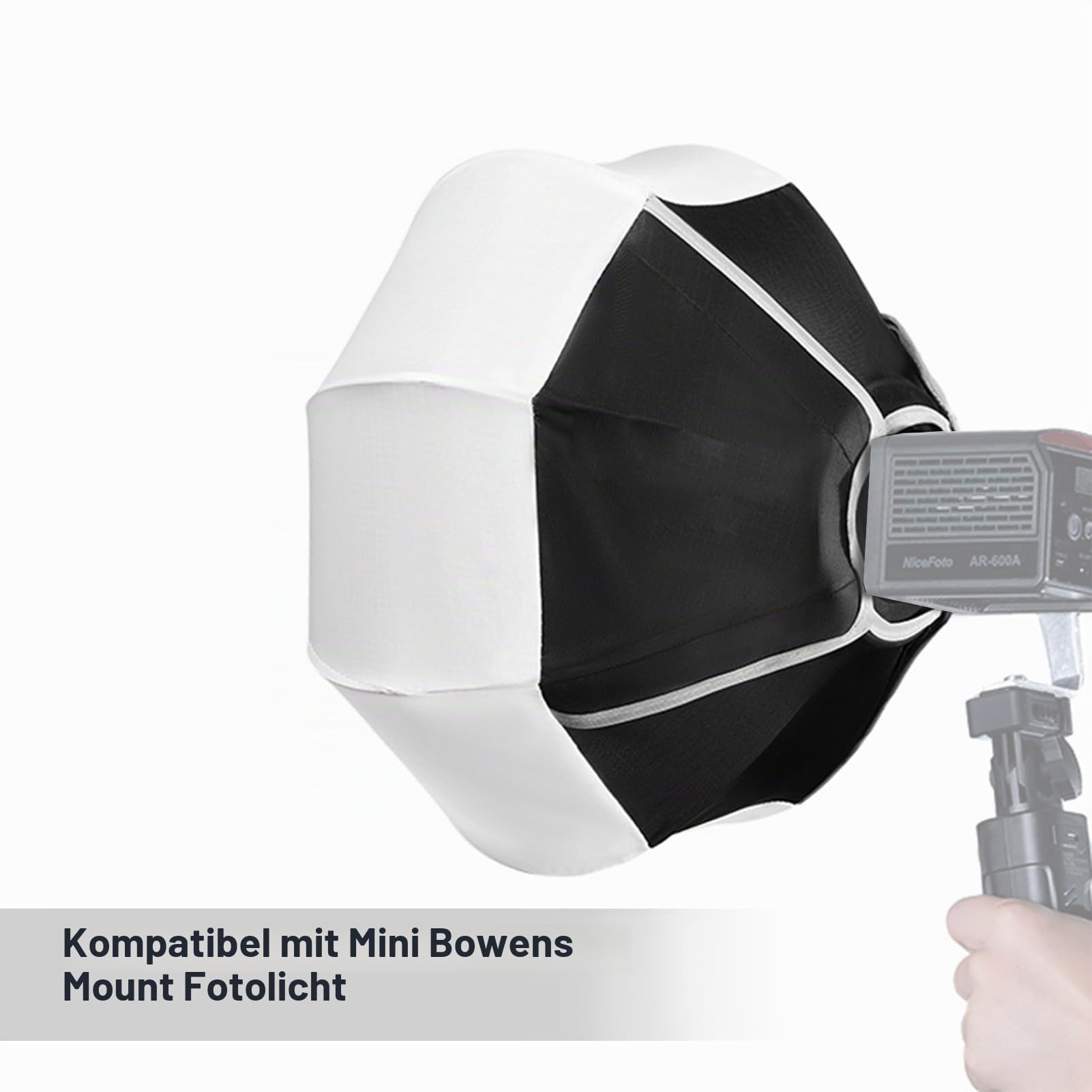 30 cm/11,8 Zoll Laternen-Softbox, sphärische, zusammenklappbare Softbox, schnelle Installation, Mini-Bowens-Halterung, Zubehör für Studiofotografie und Videobeleuchtung