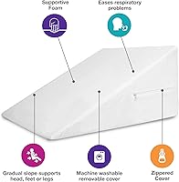 Vista 3 de DMI Almohada de cuña de cama y cuña triangular con inclinación elevada para dolor de cuello, dolores de cabeza, hombros, dolor de espalda, soporte