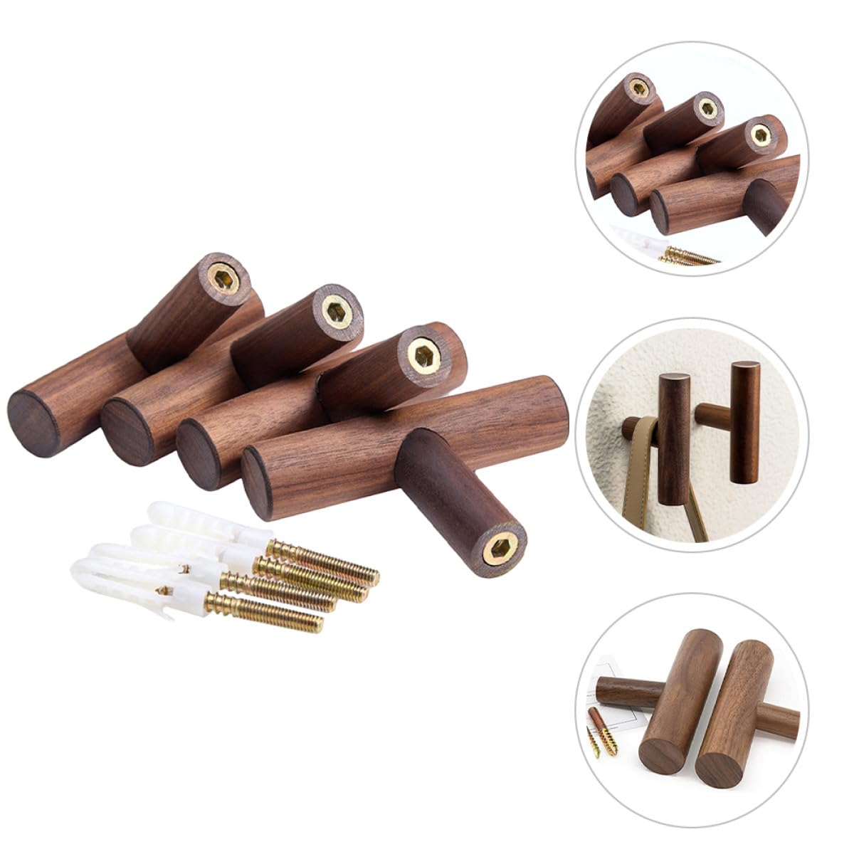 Ganchos de Pared Rústicos 4 Piezas de Madera para Toallas y Abrigos Multifuncionales Alta Capacidad de Carga para Baño y Dormitorio