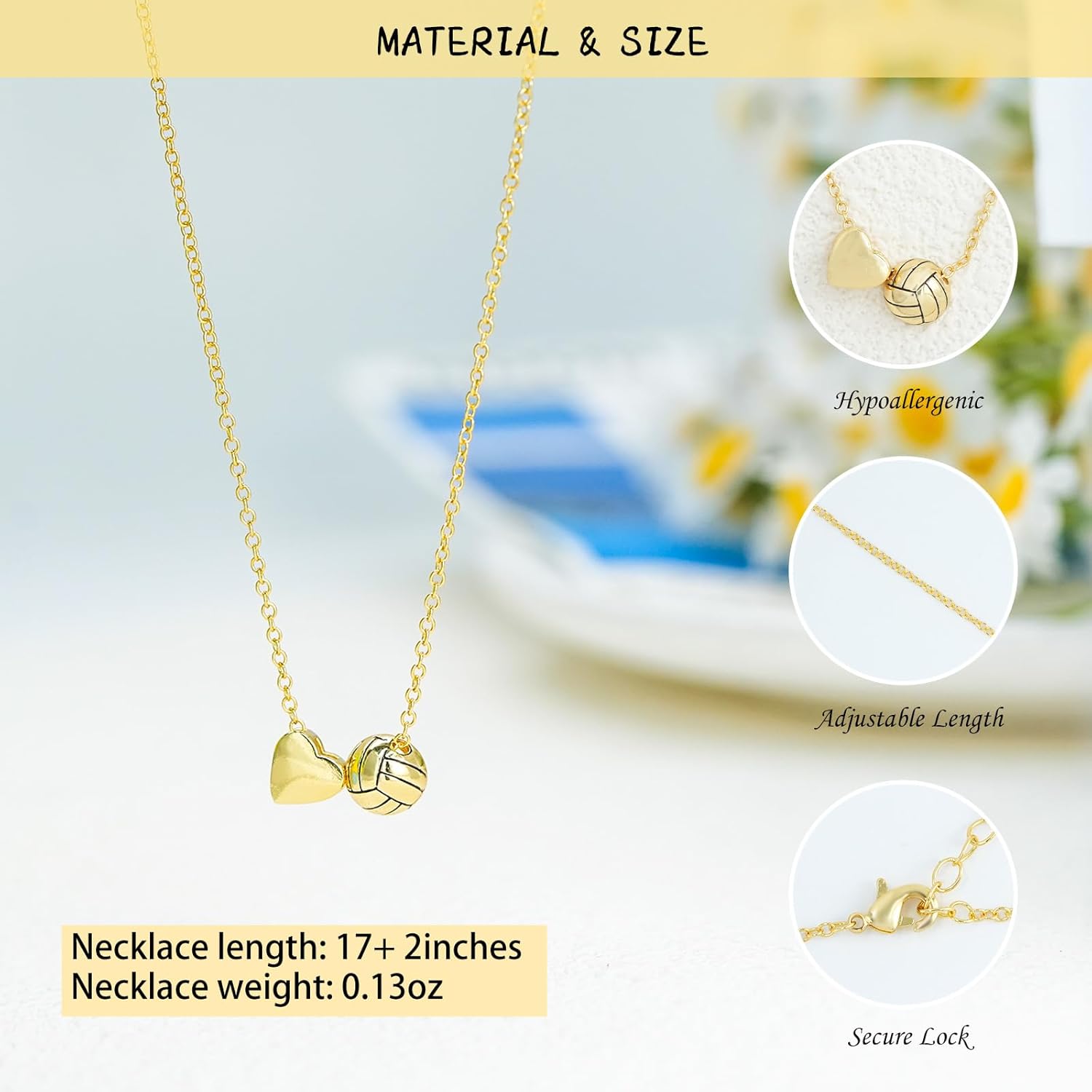 Softball Volleyball Football Necklace for Women 17+2 Inches Adjustable Sports Jewelry Gift for Players Team Mom Fans with Heart Charm Sweat Resistant Coating - Image 6
