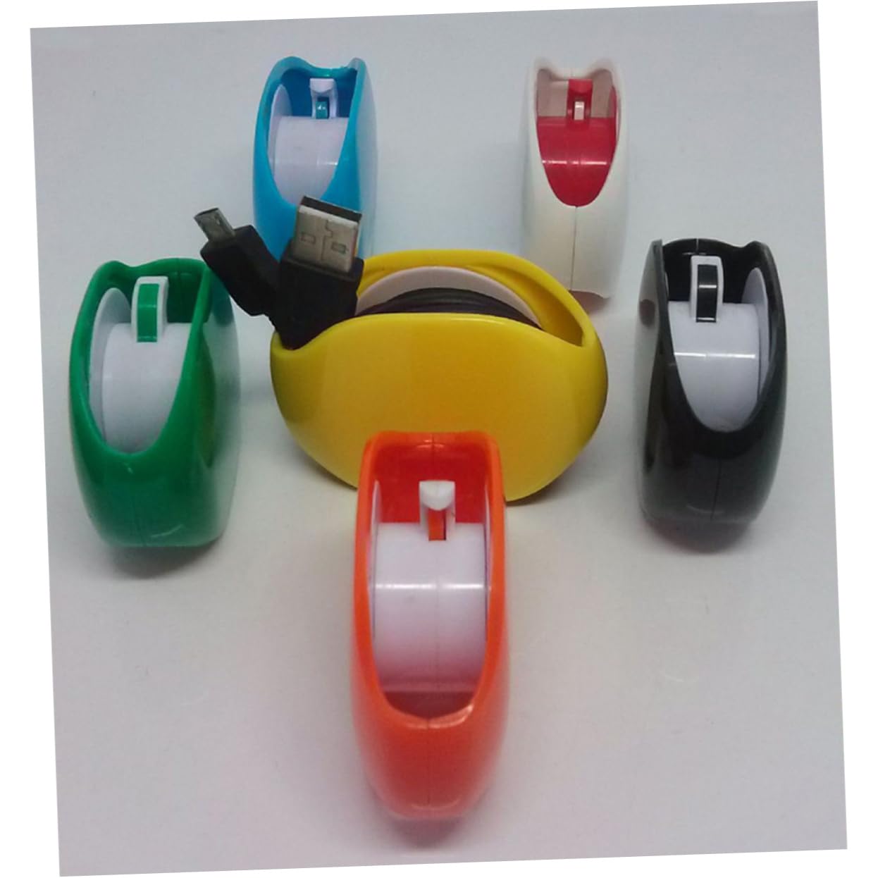 KONTONTY Roll Earphone Cable Organizer Earbuds Strap Organizer Cable Cord Earphone Organizer Automatic Cord Reel Headphone Cord Keeper Cable Clips Cable Wire Automatic Earphone Cable Yellow