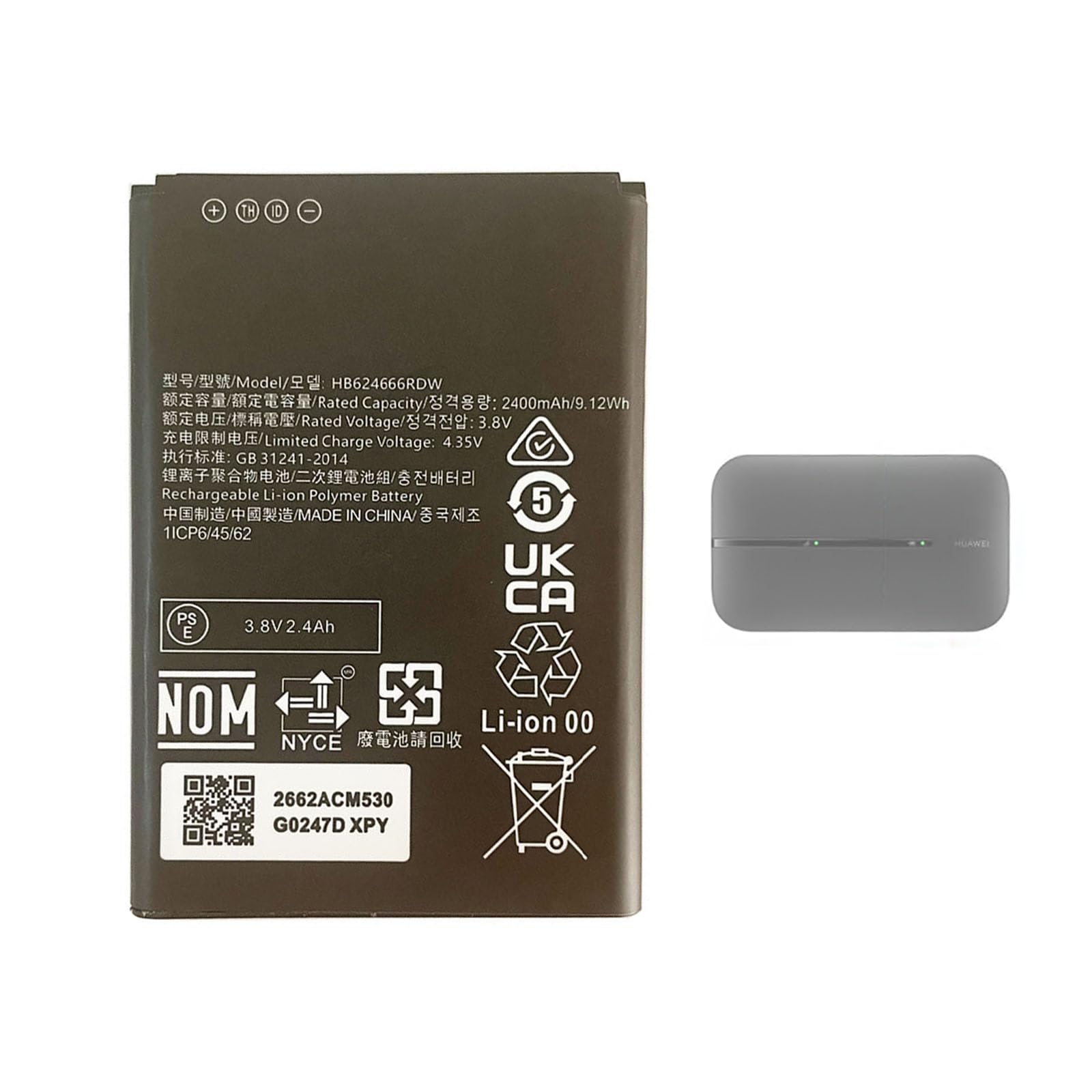 Batteria HB624666RDW Per Huawei E5783 E5783B-230 Hotspot WiFi – 12 Mesi Di Garanzia, Con Toolkit E Nastro 3M