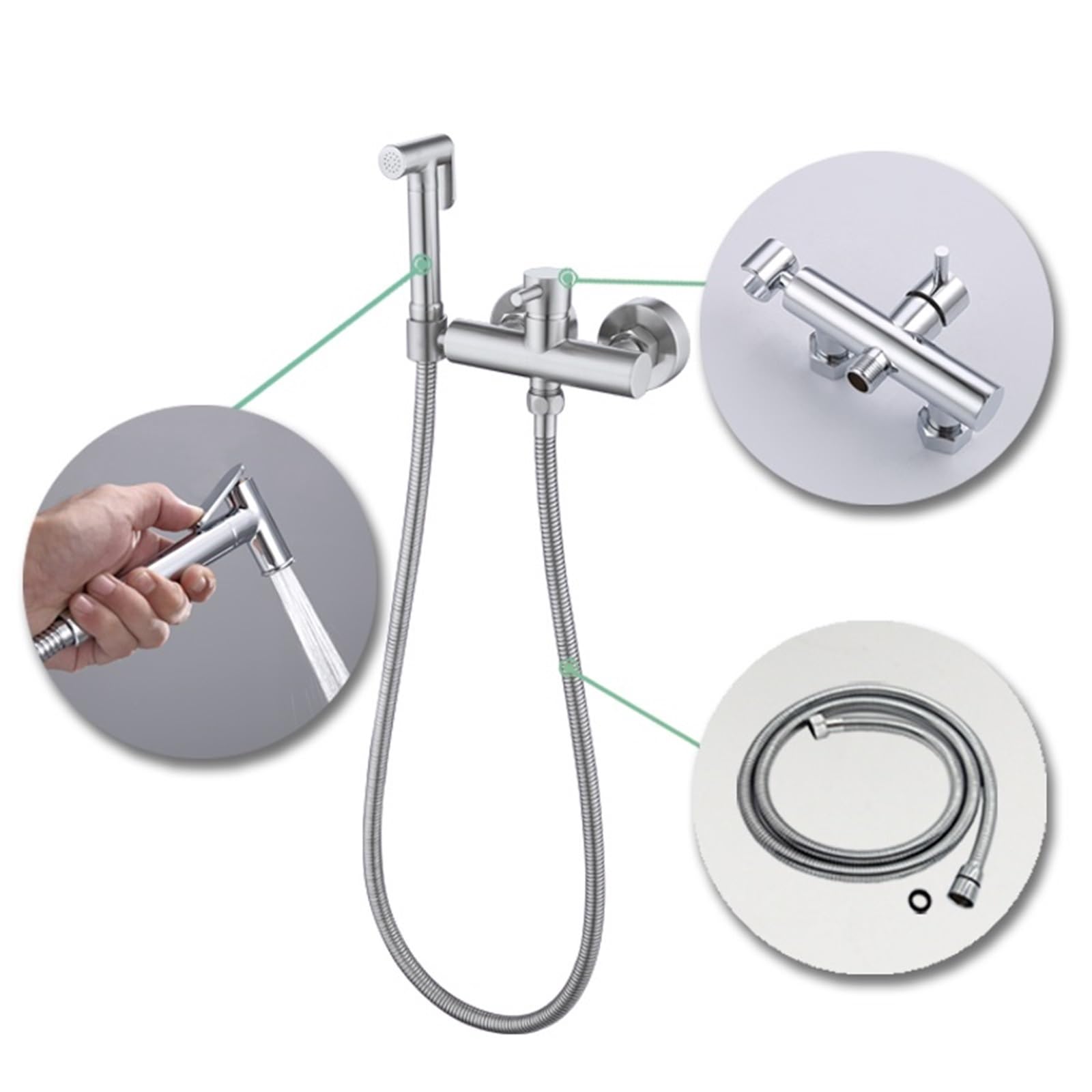 Set di spruzzatori for pulizia bidet in ottone massiccio