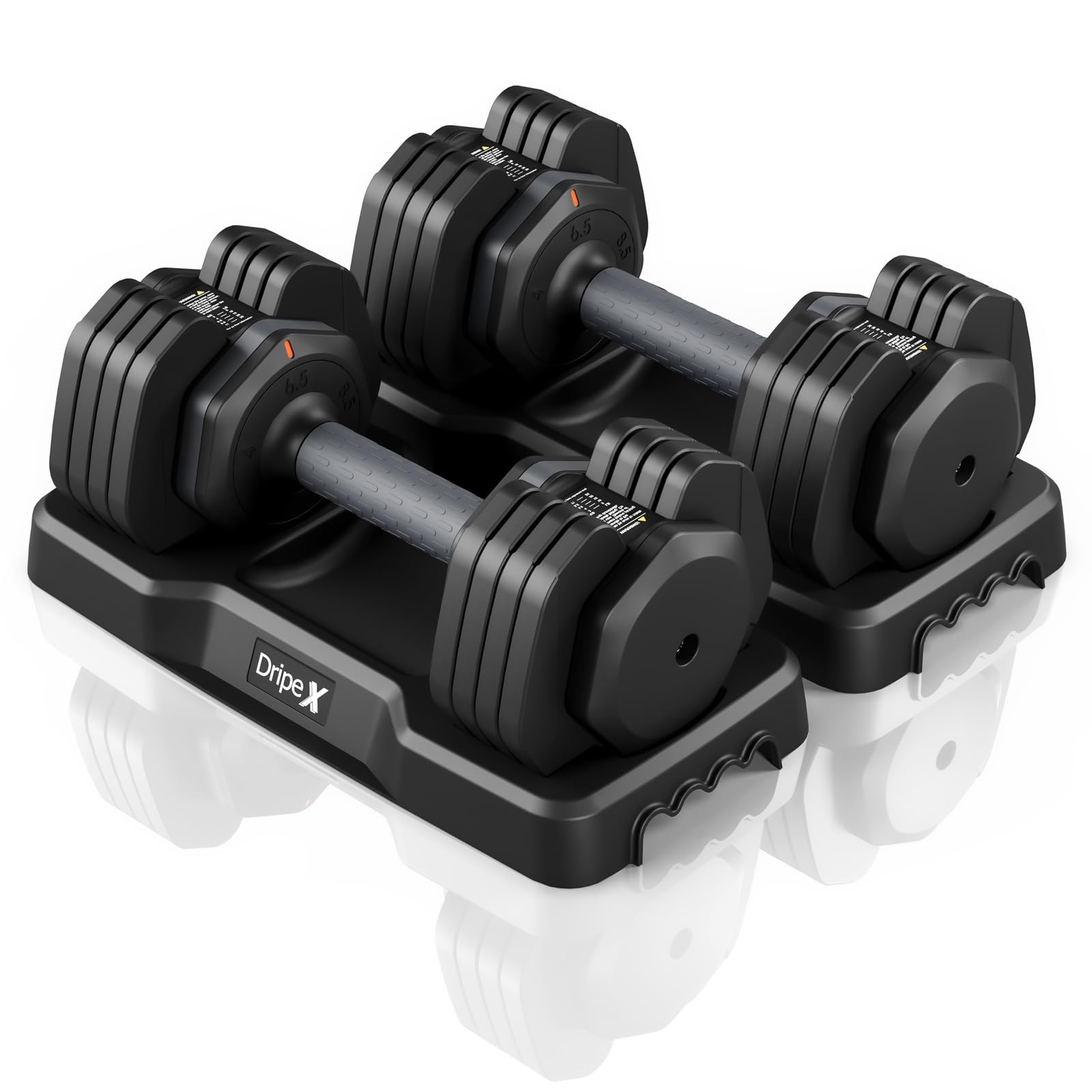 Dripex Hanteln Set, 11kg/24,5kg/41kg Verstellbar Kurzhanteln aus Stahl mit Anti-Rutsch Griff 2-41kg mit 10 Gewichtsstufen, Einstellbaren Hantelscheiben und Ablageschale, Schnellen Wechsel für Zuhause