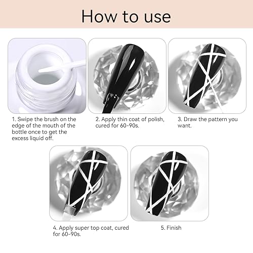 Miniatura 9 de Born Pretty Esmalte de uñas de gel de pintura metálica de gel pintado dorado 3D Pintura de metal en gel de dibujo de espejo esmalte de uñas