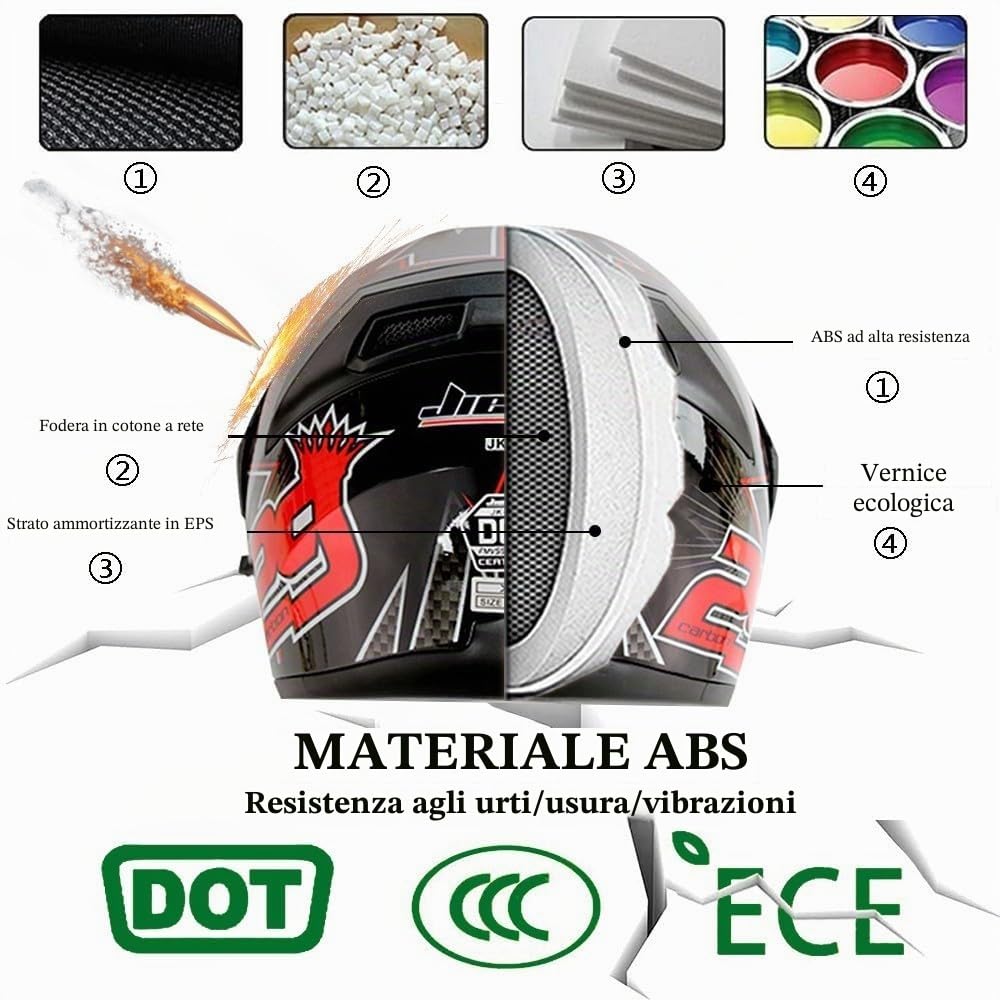 Bluetooth Casco Moto Modulare, Caschi Modulari Motorino Integrali con Doppio Visiera, Sistema di Comunicazione Interfono Integrato Radio FM Mp3, Certificato ECE Flip up Helmet