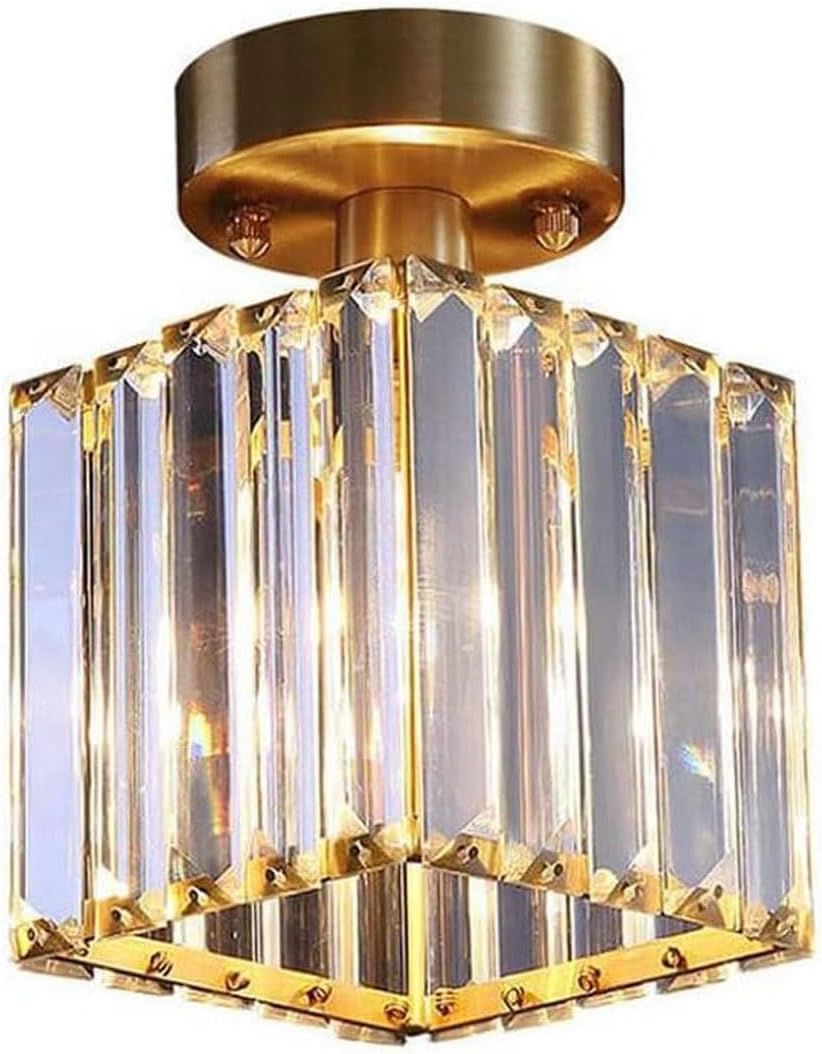 Modern Creative Brass Ceiling Lights Fixture, Modern Luxury Crystal Ceiling Lamps for Balcony Walkway Foyer Cafe