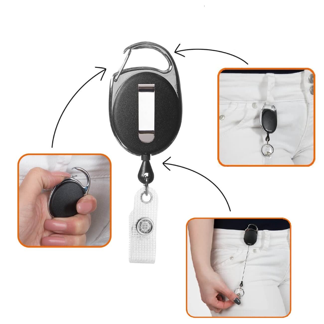 Portabadge Retrattile Con Moschettone - Per Carte, Chiavi, Documenti - Foto 10