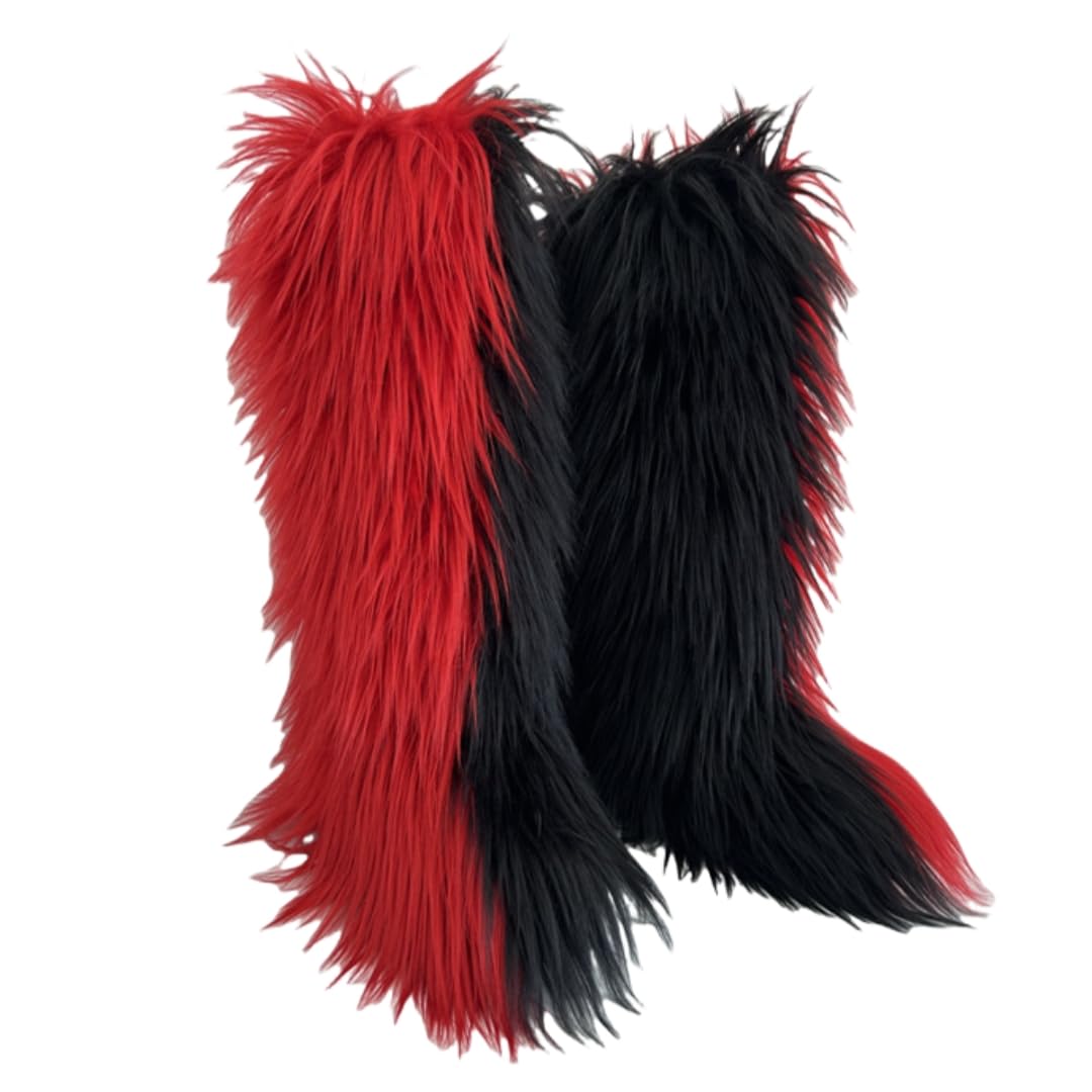 Womens Winter Fluffy Fuzzy Warm Faux Fur Snow Boots Furry Cozy Knee High Long Boots