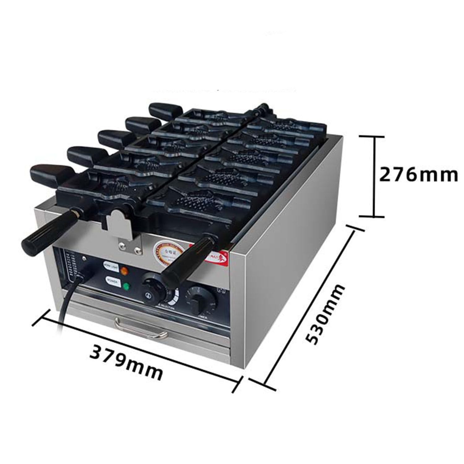 Máquina Hacer Gofres Forma Pez, Máquina Hacer Gofres Taiyaki, Máquina Hacer Gofres Forma Pez Taiyaki 5200 W Máquina Hacer Gofres Con Helado Comercial, Ajustable 50 A 300 ℃/122 A 572 ℉