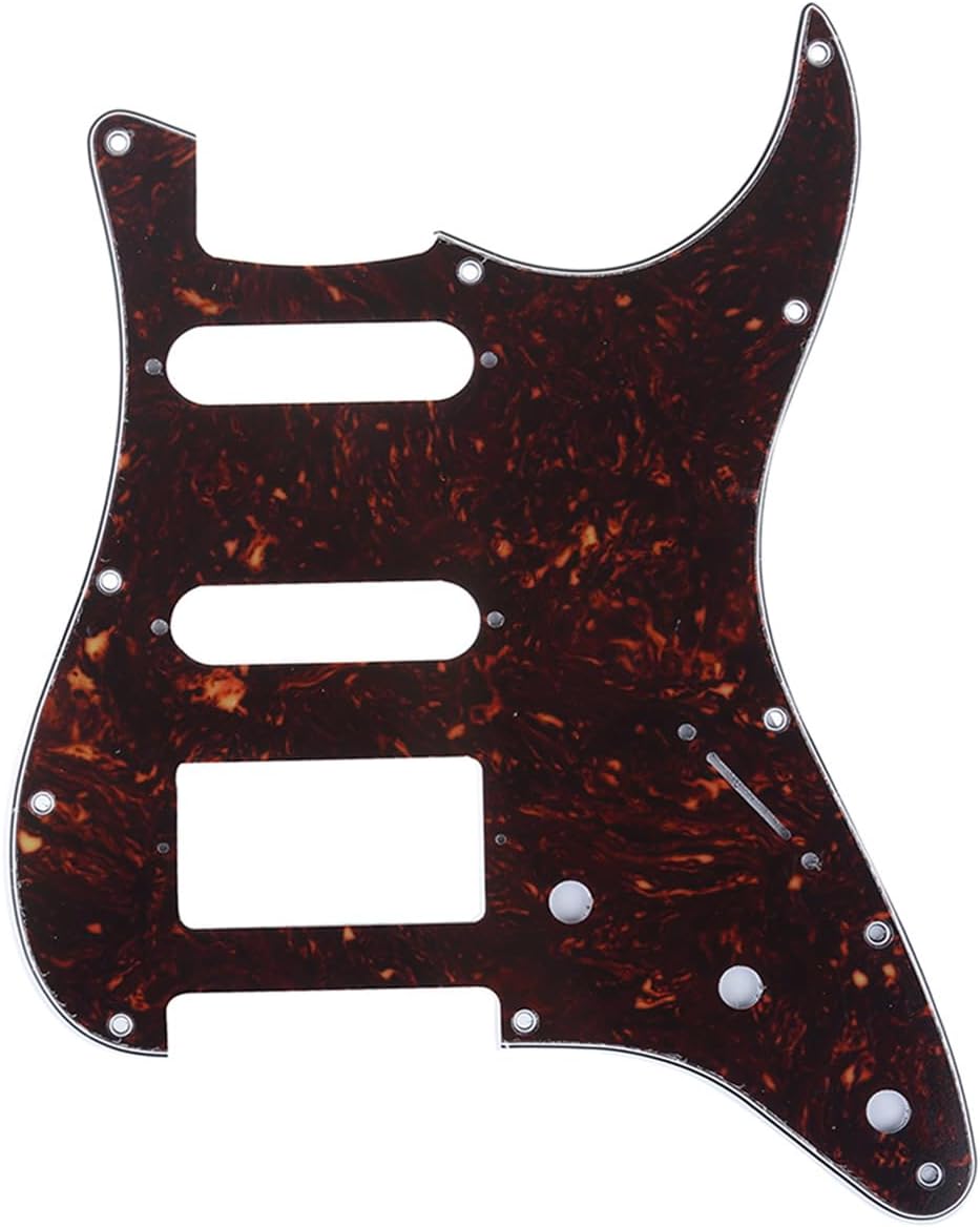 Pro 11-Hole Modern Style Strat HSS Pickguard for American Stratocaster Guitar, 4Ply Tortoise Shell
