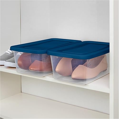 Miniatura 7 de Sterilite Caja de almacenamiento apilable transparente de 6 cuartos de galón con asas para ahorrar espacio eficiente organización del hogar color