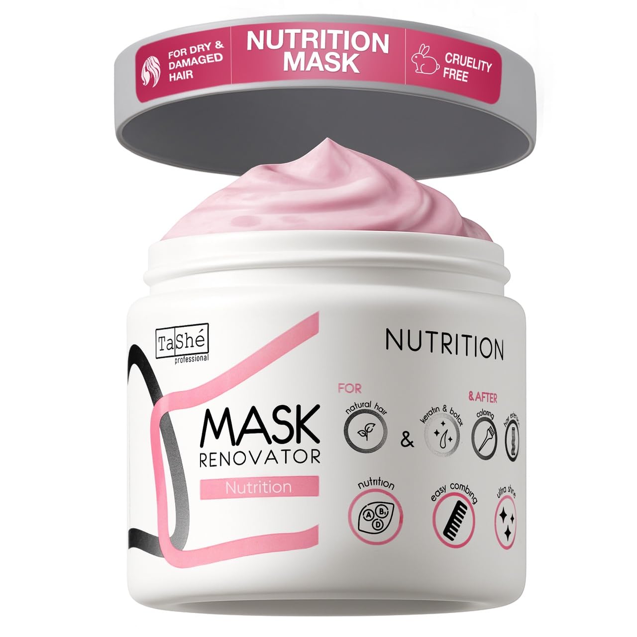 TASHE Avocado & Silicone Repair Hair Mask for Dry & Damaged Hair, Anti-Frizz & Split Ends, Deep Conditioner Treatment, 500 ml