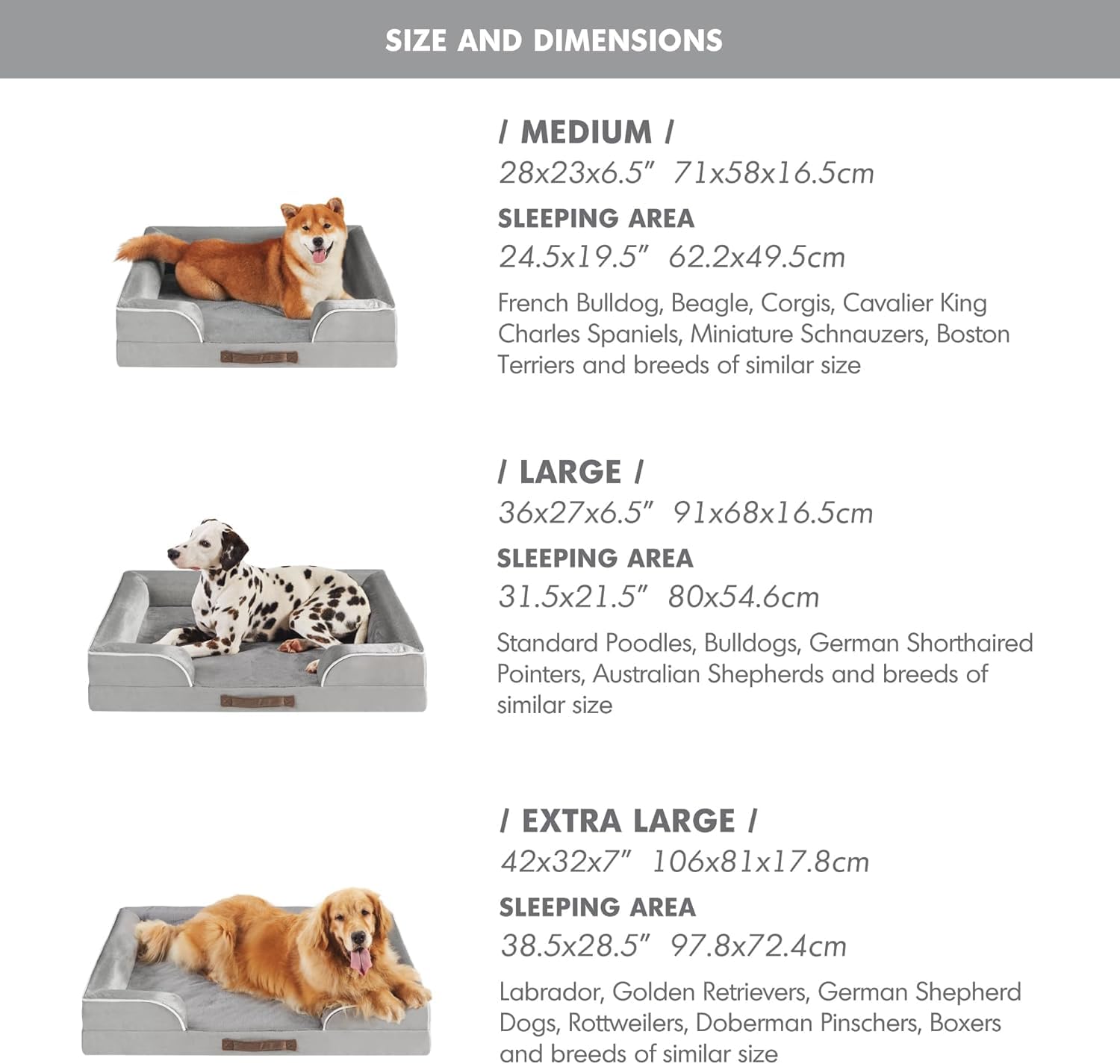 Friends Forever Letto ortopedico per cani, letto per cani con memory foam e fodera rimovibile e lavabile, grigio Ally, 28 x 23 x 6,5 cm