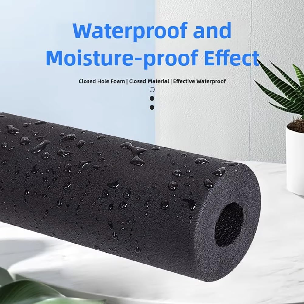Tubo de espuma aislante, Tubo de aislamiento espuma PPR, 1,8 M, negro, 9mm, for tubos ID 6-60mm(ID 22mm)