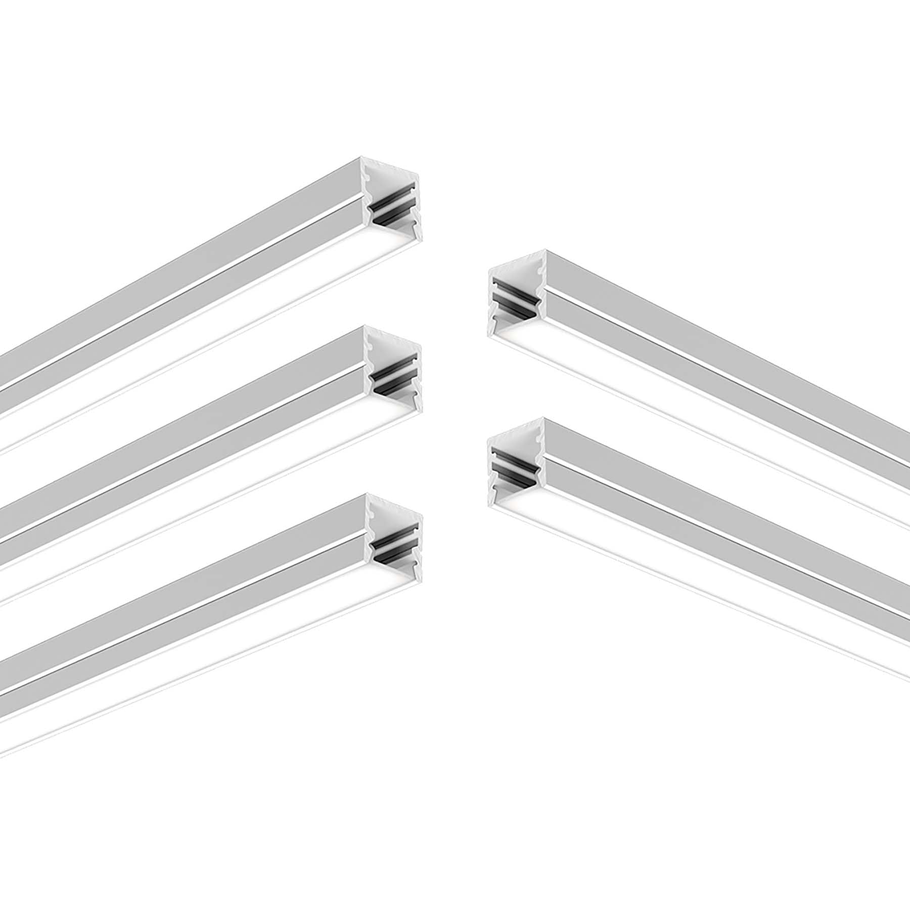 G.W.S® Surface Mounted LED Profile, 5-Pack Aluminium Channel for LED Strip Light, 1 Metre 10mmx10mm (196-M1010) — image 1