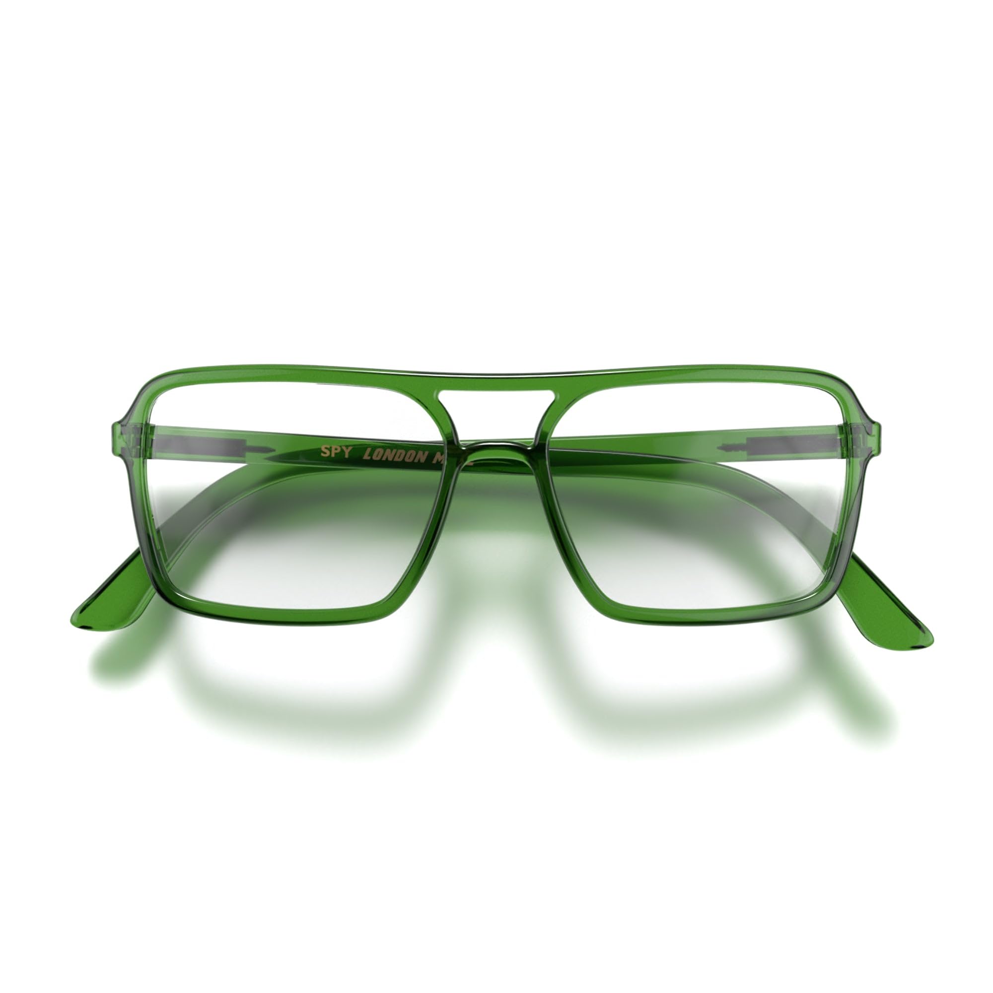 LONDON MOLE Eyewear | Spy Reading Glasses | Rectangular Glasses | Mens/Womens Reading Glasses | Unisex | Spring Hinges | Transparent Green | magnification +2.5
