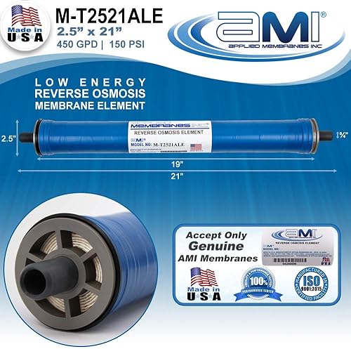 Miniatura 2 de Elemento de membrana de ósmosis inversa de baja energía de 2.5" x 21" para agua del grifo  450 GPD a 150 psi  99% de rechazo  Membrana RO comercial