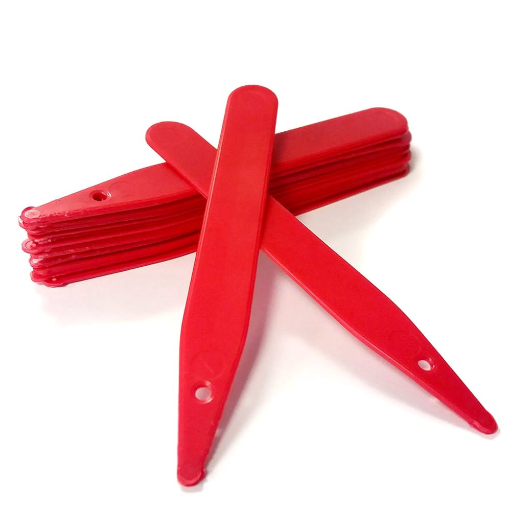 Elixir Gardens L4 Plastic Re-Usable Plant & Flower Labels | Pen & Pencil Compatible | From 50-10000 | 4" / 10cm Red Stick In Label X 50