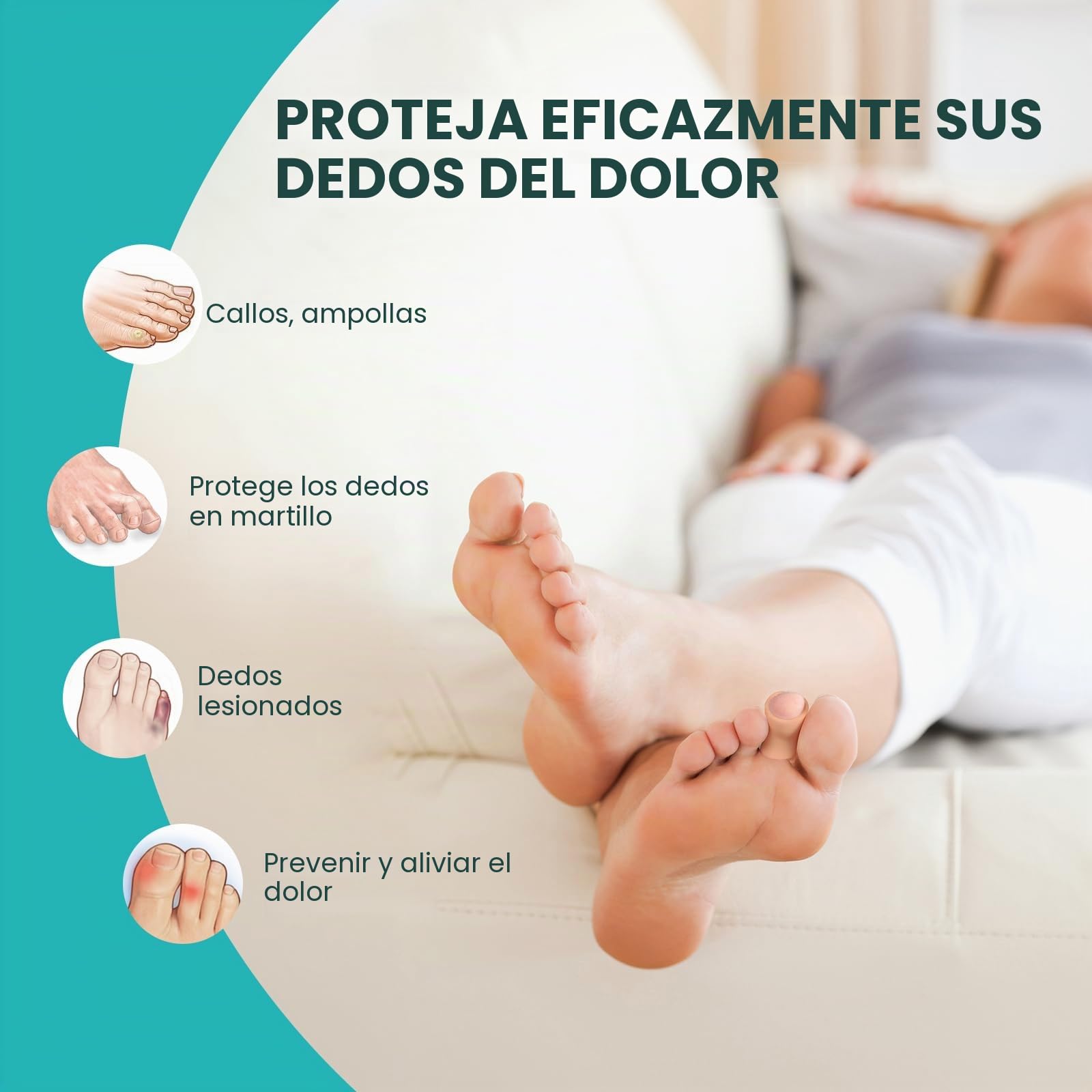 Promifun Protector de dedos de los pies - Paquete de 12 fundas de silicona protector dedos pie en martillo, callos, durezas y ampollas - Separadores de dedos para dedos superpuestos (Beige)
