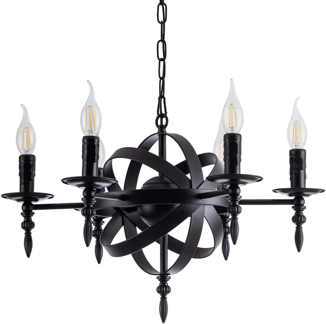 Authentic Crazy Deals Black Chandelier, French Country Farmhouse Chandeliers, 6-Light ORB Candle Pendant Light Industrial Vintage Hanging Light Fixture for Kitchen Island Bedroom Living Dining Room